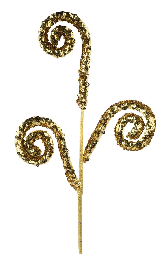 27" Sequin Coil Spray Gold - XS141208 - White Bayou Wreaths & Supply
