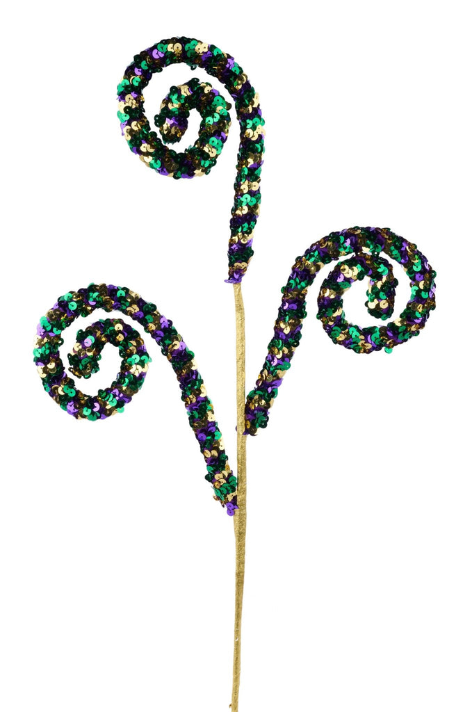 27" Sequin Coil Spray: Mardi Gras | HG3364 - White Bayou Wreaths & Supply