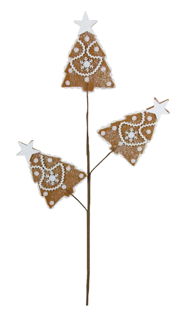 27.5"L Gingerbread Christmas Tree Spray Brown White - XS1160 - White Bayou Wreaths & Supply