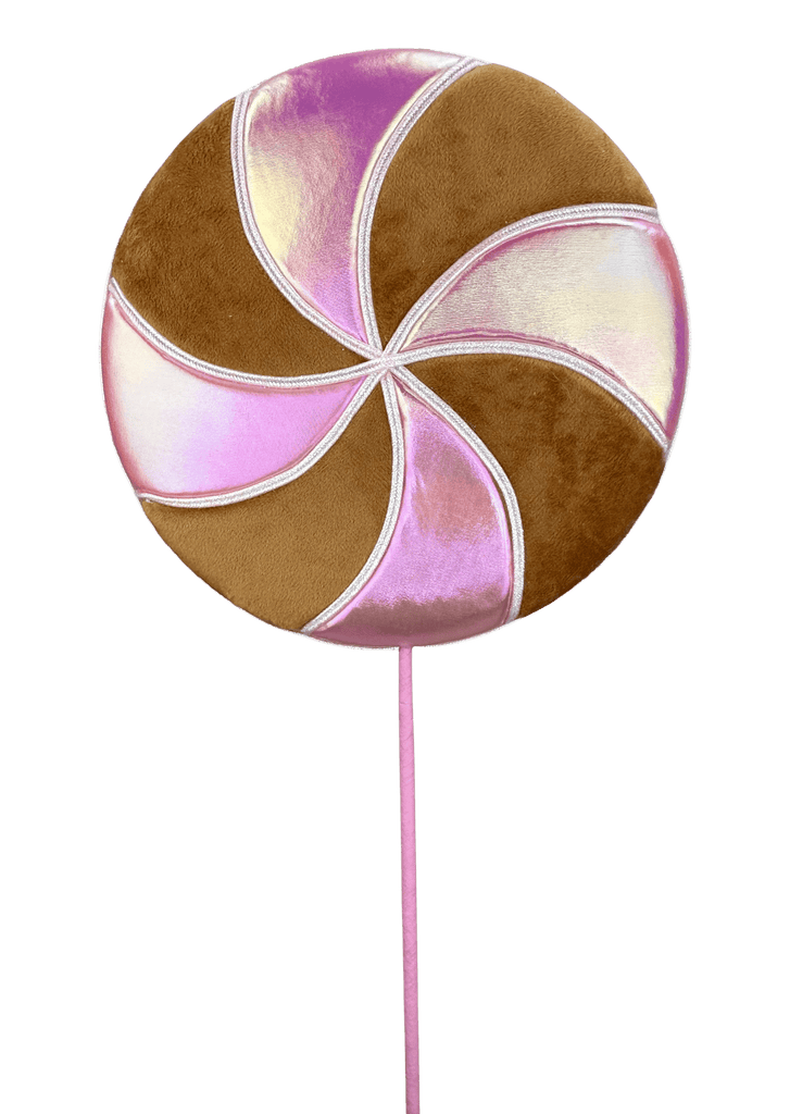 28" Gingerbread Candy Lollipop Spray – Pink Swirl Christmas Decoration (86443BNPK) - White Bayou Wreaths & Supply