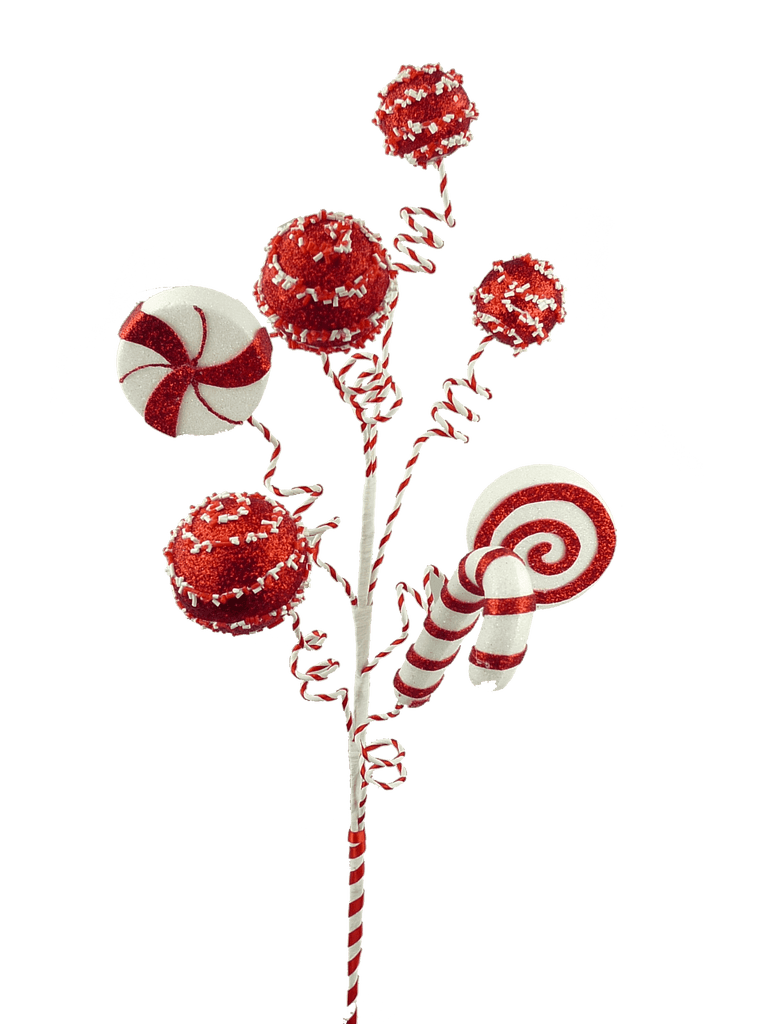 28" Peppermint & Cake Pop Spray | 84816SP28 - White Bayou Wreaths & Supply