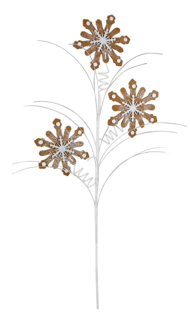 28.5"L Felt Gingerbread Snowflake Spray Brown/White - XS1159 - White Bayou Wreaths & Supply