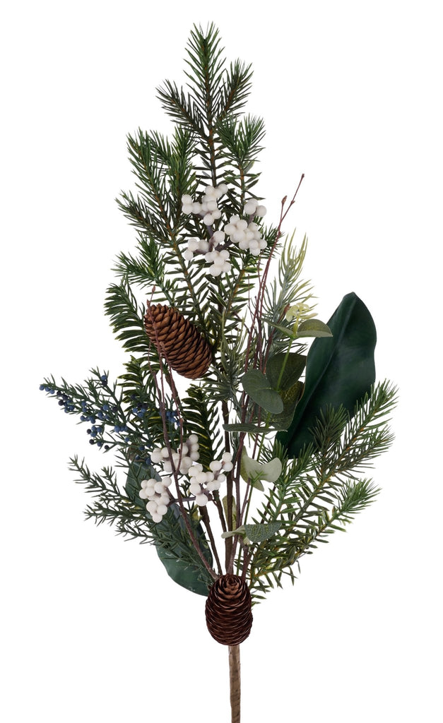28"L Mixed Pine/Berry/Pinecone Spray - XX8879 - White Bayou Wreaths & Supply