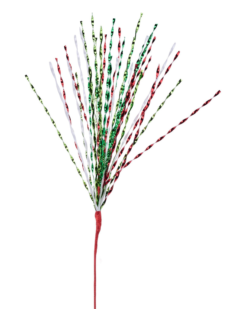 29" Metallic Pet Twist Grass Spray Red/Lime/Emerald/White - XS148991 - White Bayou Wreaths & Supply