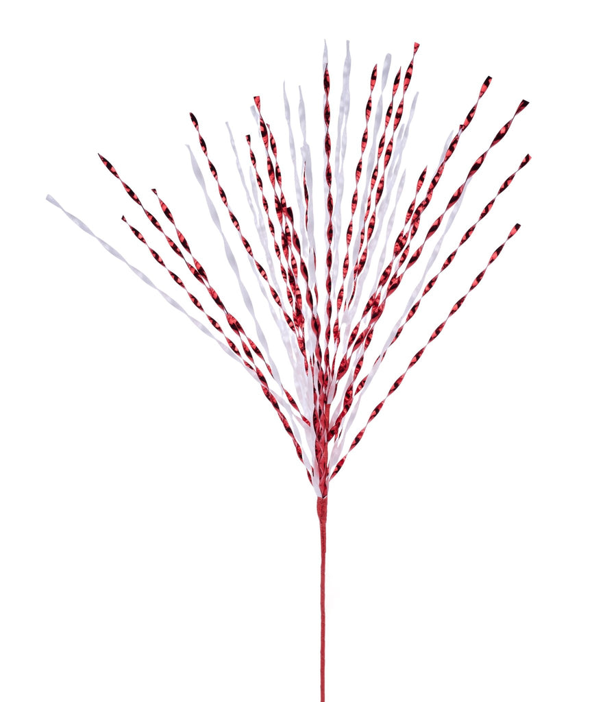 29" Metallic Twist Grass Spray x 40 Red White - XS148734 - White Bayou Wreaths & Supply