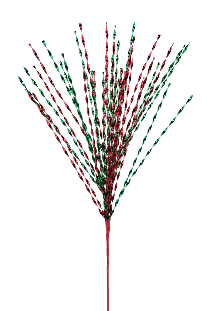 29" Metallic Twist Grass Spray x 40 Red/Emerald Green - XS148730 - White Bayou Wreaths & Supply
