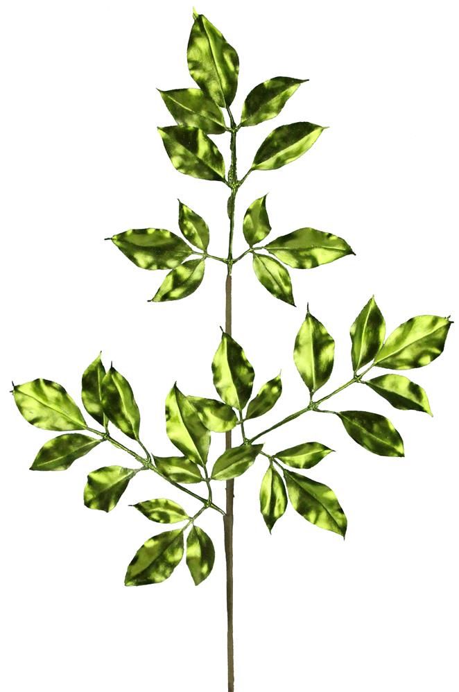 29"L Metallic Leaf Spray Lime - XS7528F4 - White Bayou Wreaths & Supply