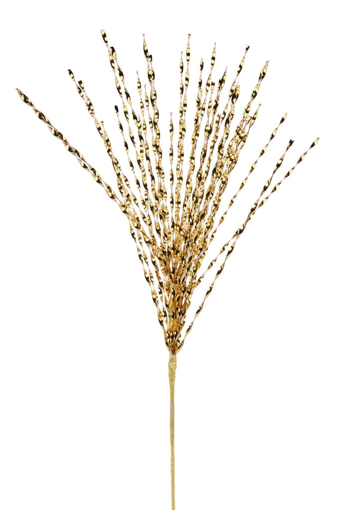 29"L Metallic Twist Grass Spray – Gold Christmas & Mardi Gras Décor XS148608 - White Bayou Wreaths & Supply