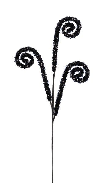 29"L Sequin Curl Spray: Black - XS125202 - White Bayou Wreaths & Supply