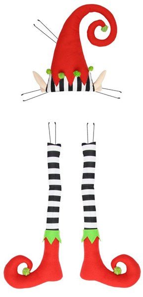 3 Piece 30"H Polka Dot/Stripe Elf Decor Kit - Red, Lime, Black, White - XC6226 - White Bayou Wreaths & Supply