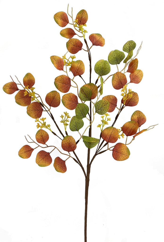 30" Eucalyptus Spray: Orange, Yellow, Green - 57167OR - White Bayou Wreaths & Supply