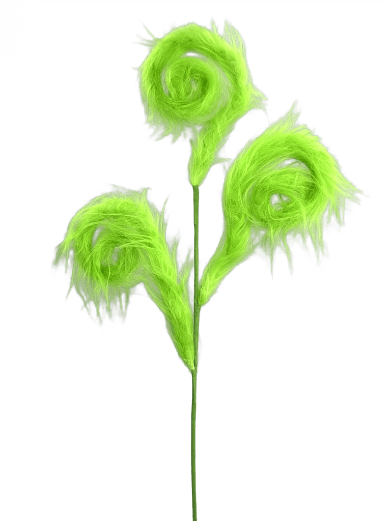 30" Furry Spiral Curly Spray – Green | 85189GN - White Bayou Wreaths & Supply