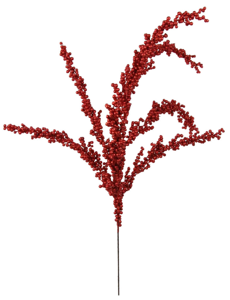 31"L Glittered Berry Spray Red - EC441024 - White Bayou Wreaths & Supply