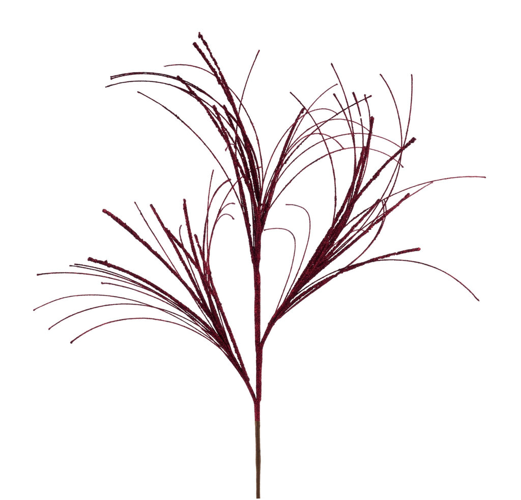 31"L Glitter/Mini Bead/Fishline Spray: Burgundy - MN032805 - White Bayou Wreaths & Supply