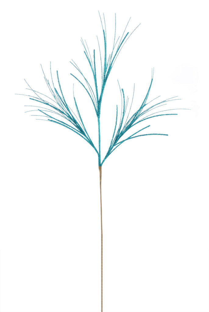 31"L Glitter/Mini Bead/Fishline Spray Peacock - MN0328H3 - White Bayou Wreaths & Supply