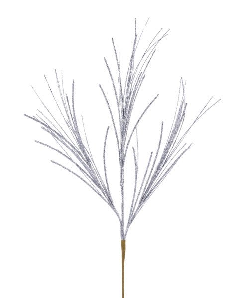 31"L Glitter/Mini Bead/Fishline Spray: Silver - MN032826 - White Bayou Wreaths & Supply