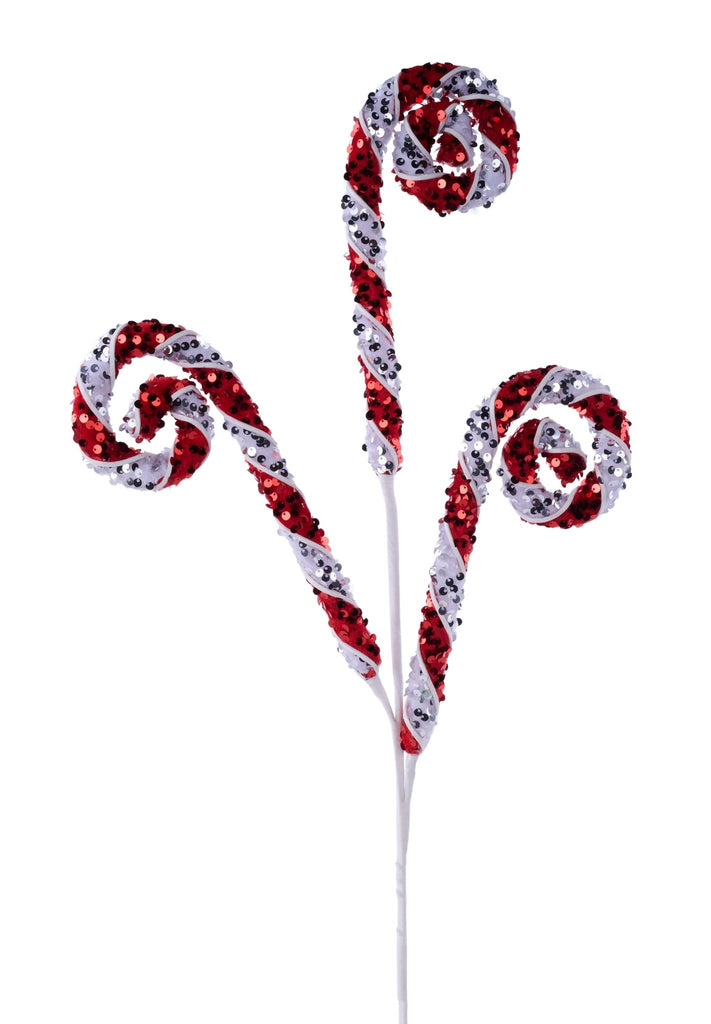 31"L Sequin/Foam .875"Dia Coil Spray Red White - XS143339 - White Bayou Wreaths & Supply