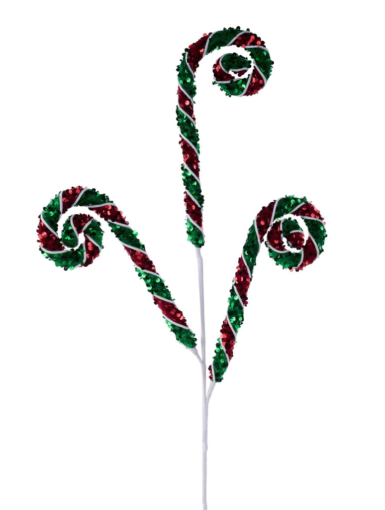 31"L Sequin/Foam .875"Dia Coil Spray Red/Emerald - XS143361 - White Bayou Wreaths & Supply