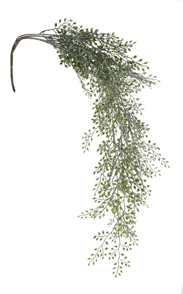 32" Glitter Mini Leaf Dangling Spray – Cascading Green Holiday Stem - XV7715 - White Bayou Wreaths & Supply