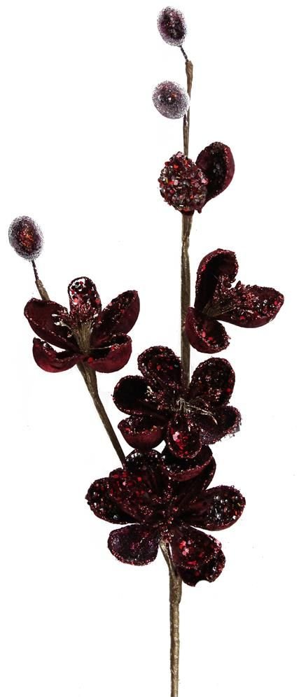 34" Wild Mini Magnolia Spray Burgundy - XS852905 - White Bayou Wreaths & Supply