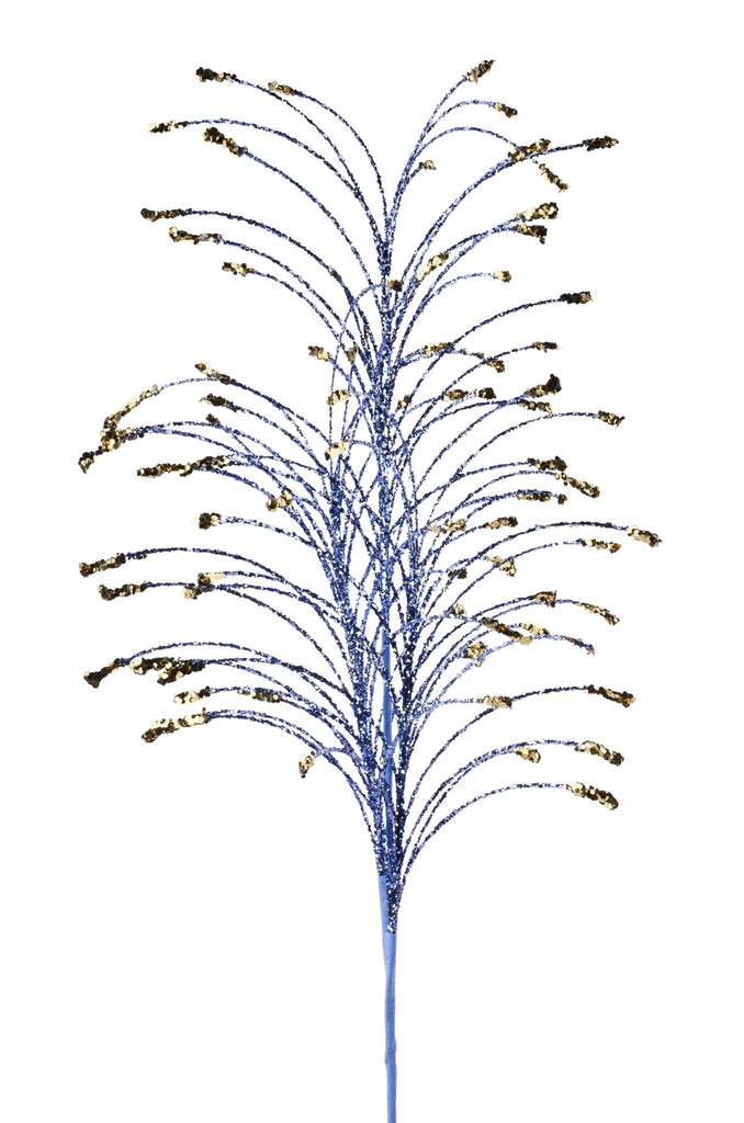 35" Smoke Blue & Gold Glitter Fishline Spray – Elegant Holiday Accent - XS1441X9 - White Bayou Wreaths & Supply