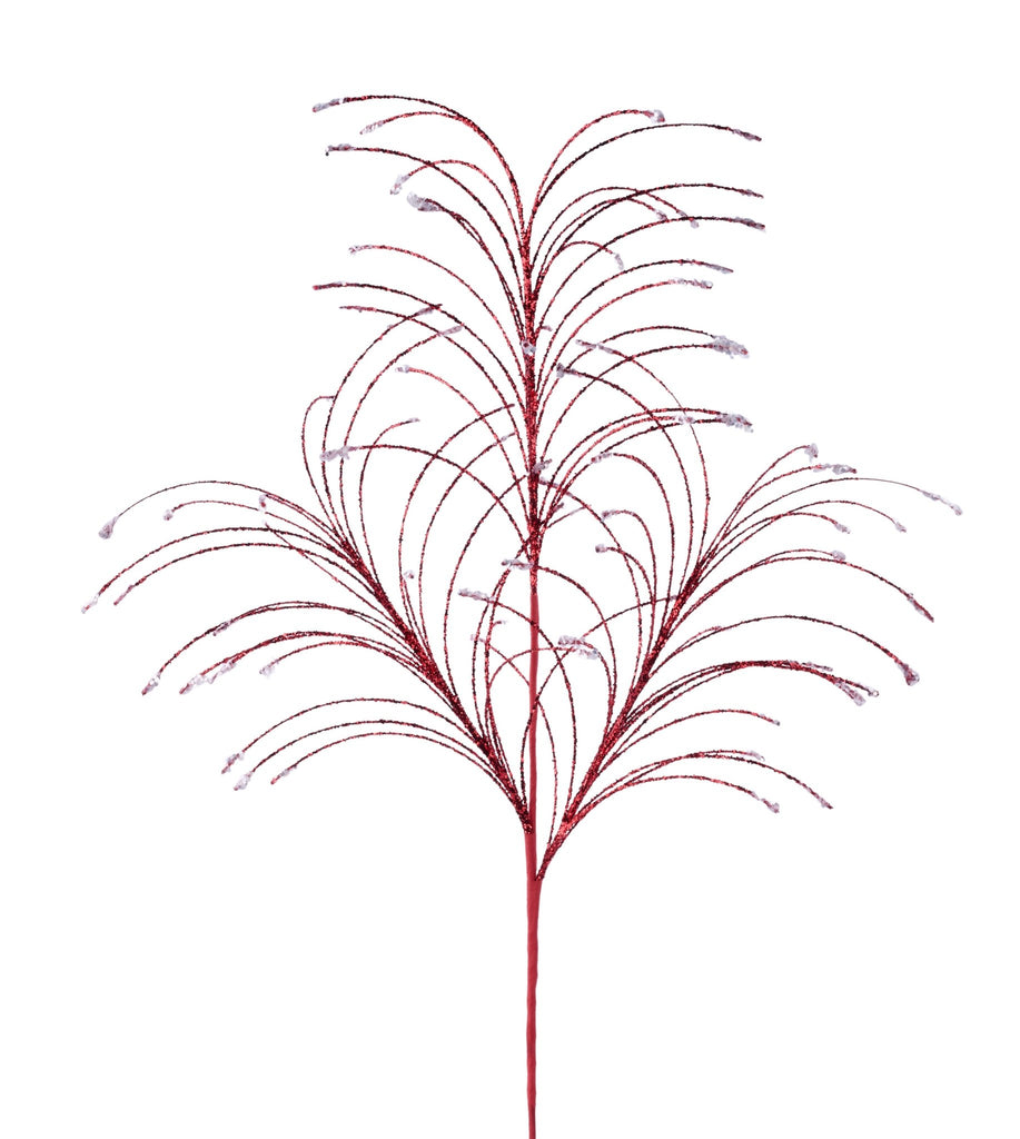 35"L Glitter/Hex Glitter Fishline Spray: Red, White - XS144132 - White Bayou Wreaths & Supply