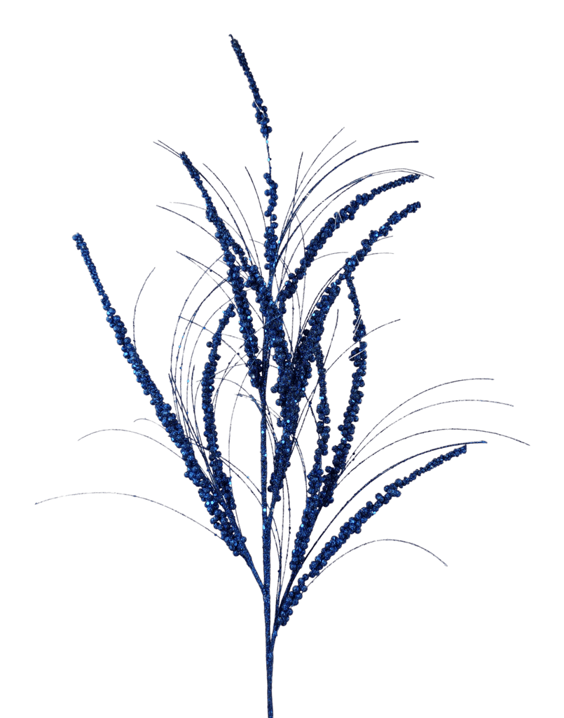 36" Dark Blue Glitter Berry Spray | 84633DKBL - White Bayou Wreaths & Supply
