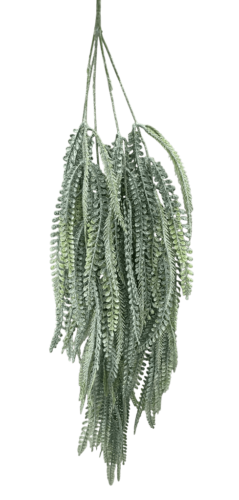 36" Hanging Plastic Iced Beaded Fern Bush - 86613ICE - White Bayou Wreaths & Supply