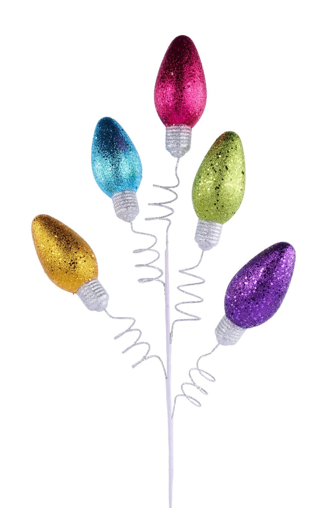 36" Hex Glitter Light Bulb Spray – Bright Multicolor – XP1045W4 - White Bayou Wreaths & Supply