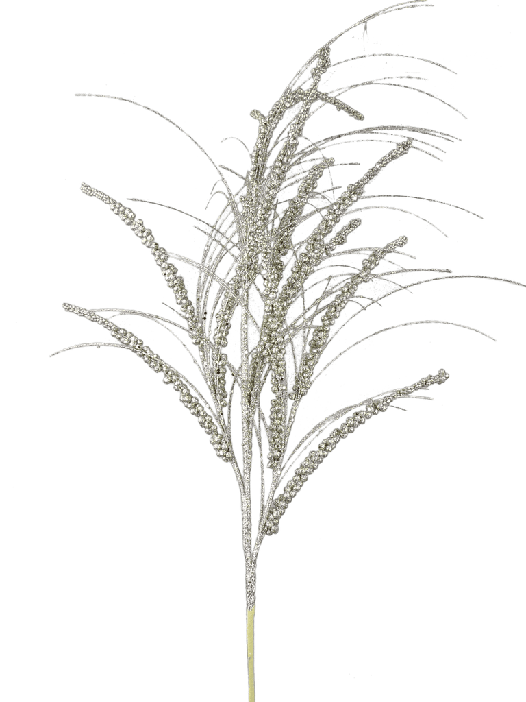 36" Platinum Glitter Berry Spray | 84633PT - White Bayou Wreaths & Supply