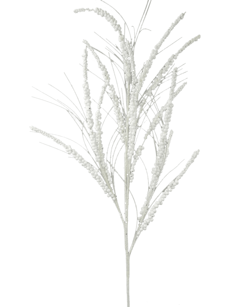 36" White Glitter Berry Spray | 84633WT - White Bayou Wreaths & Supply