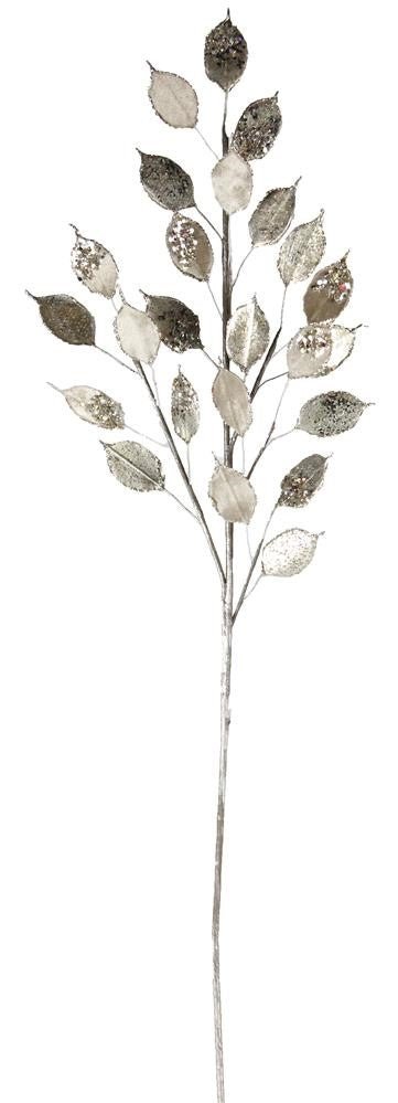 37.5" Champagne & Platinum Velvet Metallic Money Plant Spray - XS963764 - White Bayou Wreaths & Supply