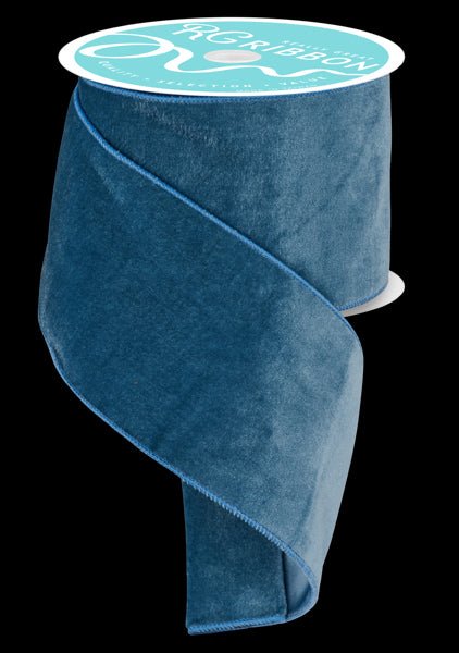 4" Deluxe Velvet/Satin Backing: Smoke Blue (10 Yards) RGE1660A2 - White Bayou Wreaths & Supply