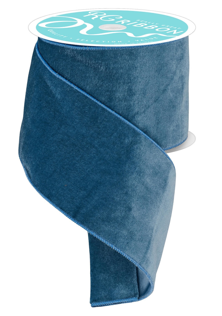 4" Deluxe Velvet/Satin Backing: Smoke Blue (10 Yards) RGE1660A2 - White Bayou Wreaths & Supply