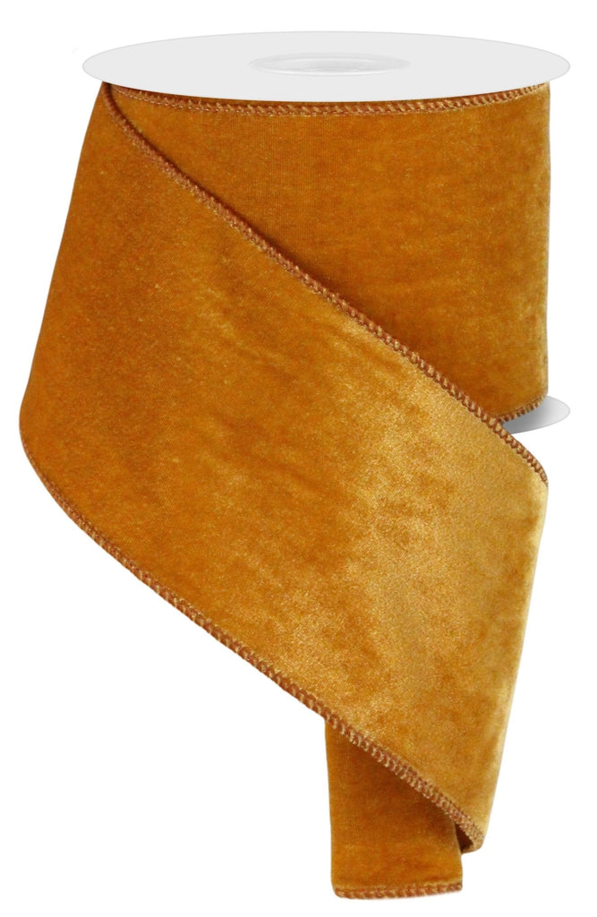 4" x 10yd Deluxe Velvet/Satin Backing Antique Gold - RGE166072 - White Bayou Wreaths & Supply