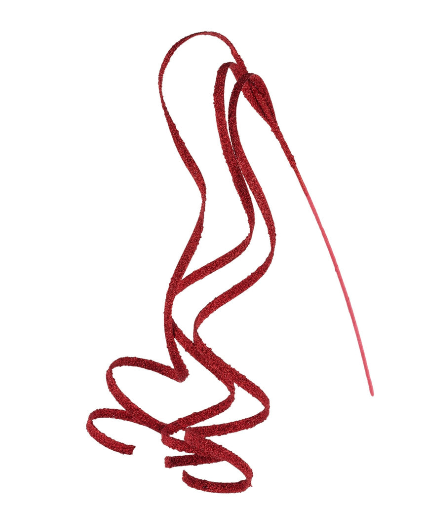 41"L Curly Glitter Ribbon Spray – Whimsical Christmas: Red| XS127124 - White Bayou Wreaths & Supply