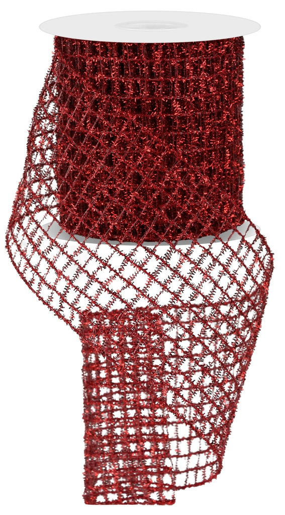 4.25" Wired Tinsel Mesh – Red | RM997724 - White Bayou Wreaths & Supply