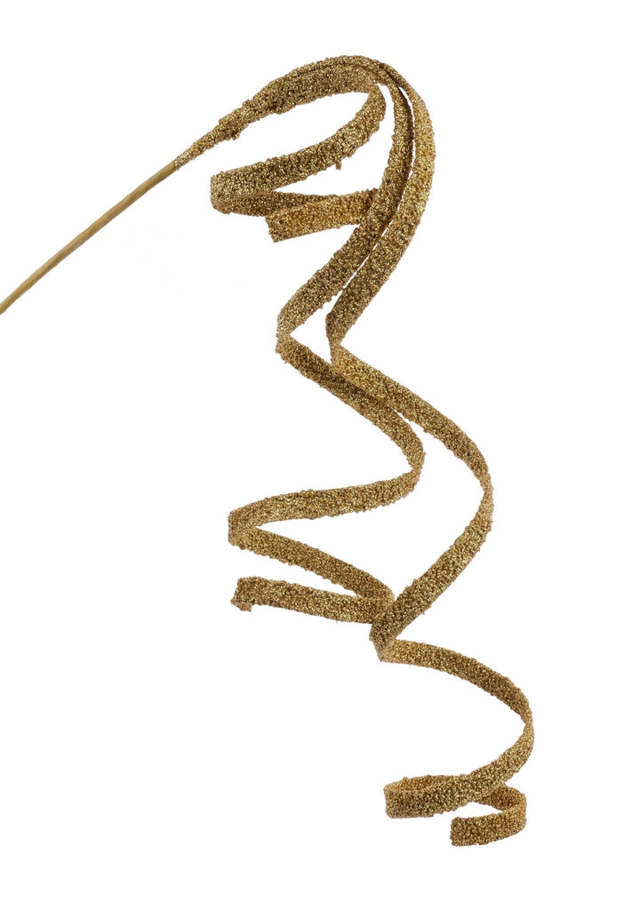 46" Gold Glitter Beaded Curly Spray – Christmas Tree Topper Accent - XS137808 - White Bayou Wreaths & Supply