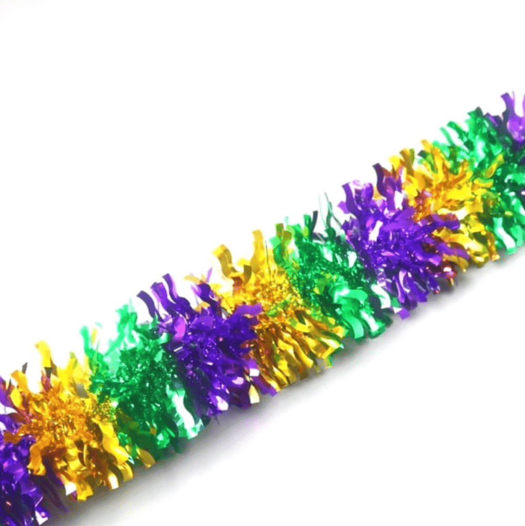 5.5" x 9’ Glossy Mardi Gras PGG Garland – Purple, Green & Gold | 28 - 260G - 1 - White Bayou Wreaths & Supply