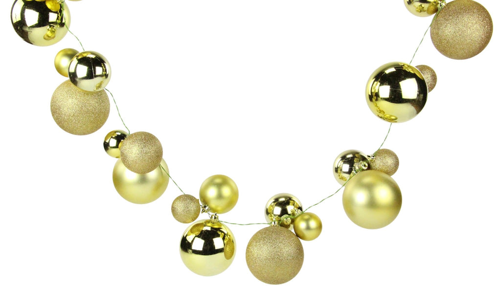 6' Mixed Ball Cluster Garland: Gold - XG910908 - White Bayou Wreaths & Supply