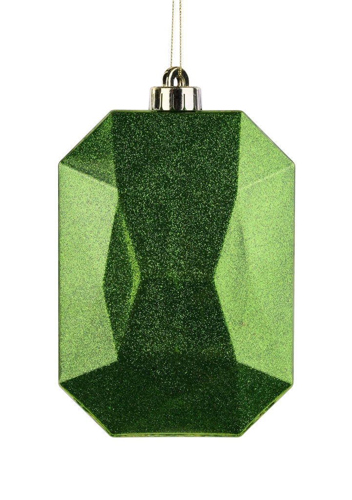 6.25"L x 4.25"W Glitter Rectangle Gem Ornament: Lime Green | XJ717169 - White Bayou Wreaths & Supply