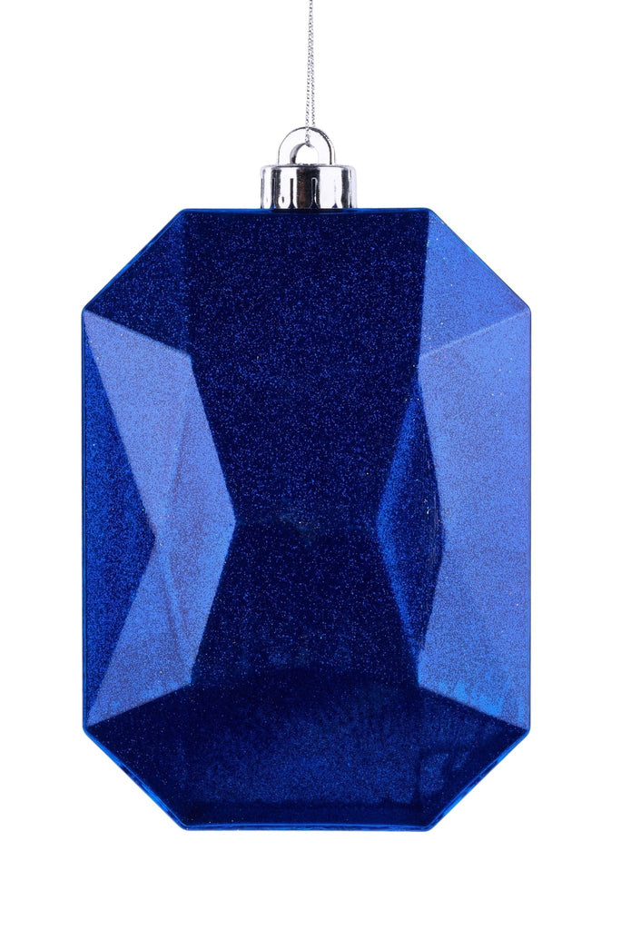 6.25"L x 4.25"W Glitter Rectangle Gem Ornament: Royal Blue | XJ717125 - White Bayou Wreaths & Supply