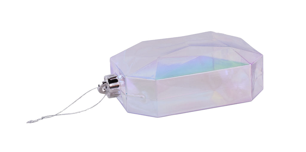 6.25"L x 4.25"W Iridescent Rectangle Gem Ornament | XJ5537HM - White Bayou Wreaths & Supply