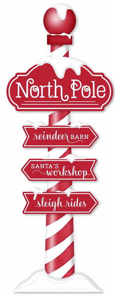 70 - Inch Glitter North Pole Arrow Porch Leaner w/ Holiday Directions – Porch Decor | XC7240 - White Bayou Wreaths & Supply