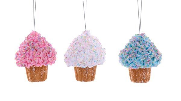 7.5" Hanging Cupcake Ornaments (Set of 3) – HE4195 - White Bayou Wreaths & Supply