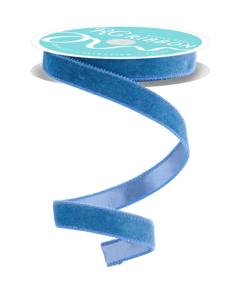 7/8" x 10yd Deluxe Velvet/Satin Backing: Smoke Blue | RGE7658A2 - White Bayou Wreaths & Supply