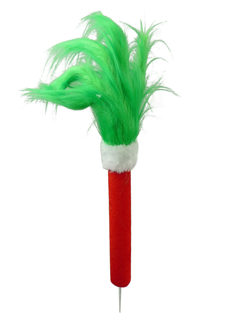 28-inch green monster hand spray with red cuff, whimsical Grinch-inspired Christmas tree decoration (84815RDGN).