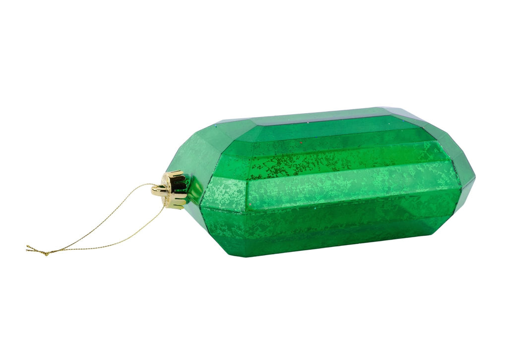 8"L x 5"W Antique Look Rectangle Gem Ornament: Mercury Emerald Green - XJ551606 - White Bayou Wreaths & Supply
