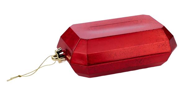 8"L x 5"W Antique Look Rectangle Gem Ornament: Mercury Red - XJ551624 - White Bayou Wreaths & Supply