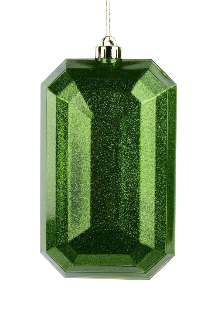 8"L x 5"W Glitter Rectangle Gem Ornament: Lime Green | XJ717269 - White Bayou Wreaths & Supply